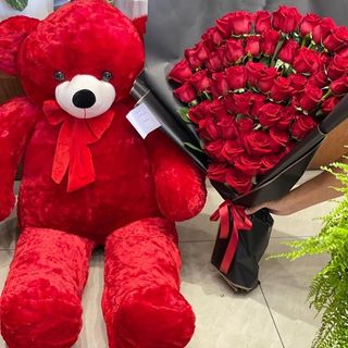 ფუმფულა დათუნია(80სმ) (20ც) წითელი ვარდით