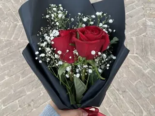 ორი წითელი ვარდი და გიფსოფილები