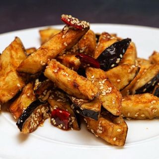 Deep fried eggplant with  sweet chili sauce