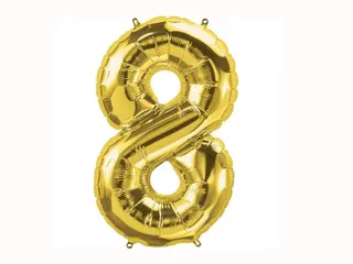 Helium Balloon Number Gold - 8.  (32inch)