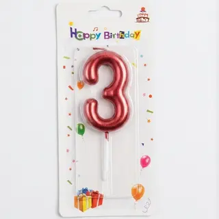 Number Candle Red - 3