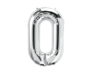 Helium Balloon Number Silver - 0 .