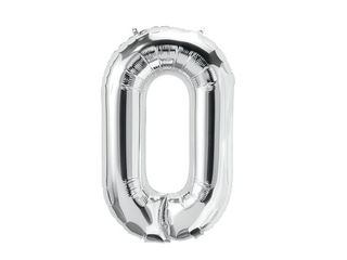 Helium Balloon Number Silver - 0 .
