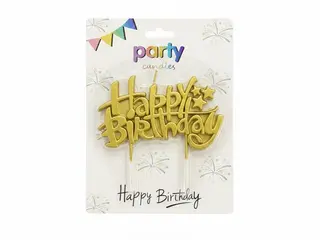 Happy Birthday სანთელი ოქროსფერი