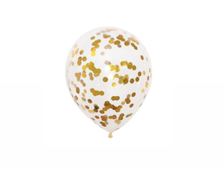Transparent helium balloon with Gold Confetti