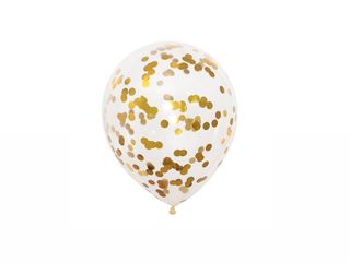 Clear helium balloon with Gold Confetti