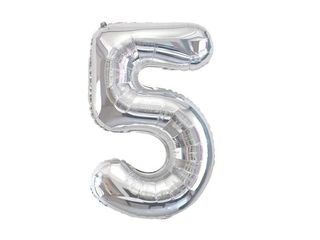Helium Balloon Number Silver - 5.