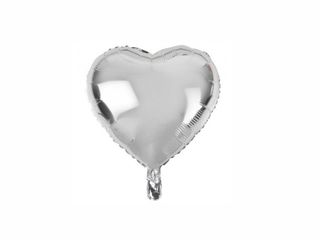 Helium Balloon Heart Silver