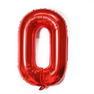 Helium Balloon Number Red -0.  (32inch)