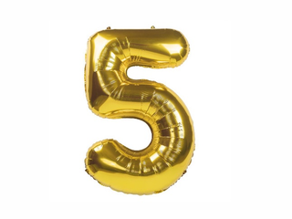 Helium Balloon Number Gold - 5.  (32inch)