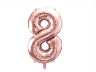Helium Balloon Number Rose Gold 8