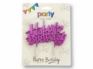 Happy Birthday სანთელი ვარდისფერი