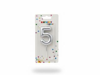 Number Candle Silver - 5