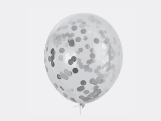 Transparent helium balloon with Silver Confetti