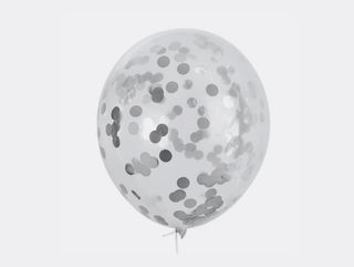 Clear helium balloon with Silver Confetti