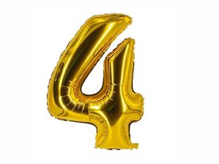 Helium Balloon Number Gold - 4.  (32inch)