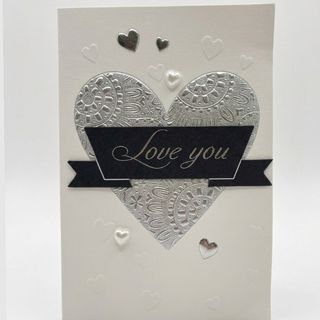 Postcard 11.5cm*17cm (silver herat, love u)