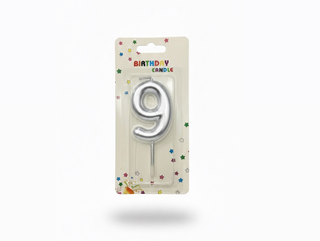 Number Candle Silver - 9