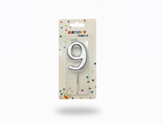 Number Candle Silver - 9