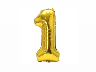 Helium Balloon Number Gold - 1.  (32inch)
