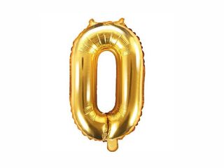 Helium Balloon Number Gold - 0.  (32inch)
