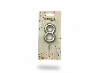 Number Candle Silver - 8