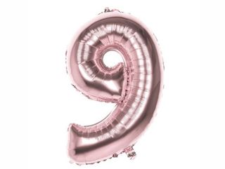 Helium Balloon Number Rose Gold 9