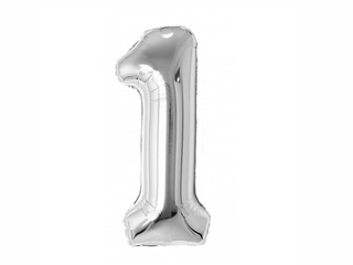Helium Balloon Number Silver - 1 .