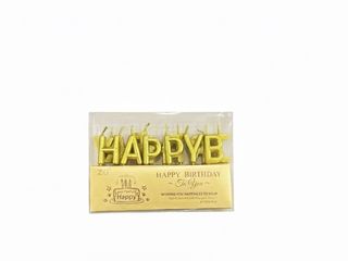 Happy Birthday სანთელი ოქროსფერი (ასობგერები)