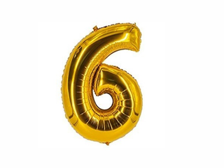 Helium Balloon Number Gold - 6.  (32inch)