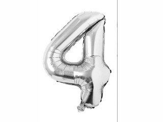 Helium Balloon Number Silver - 4.  (32inch)