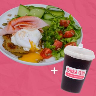 კარტოფილის დრანიკი ვეჩინით + ფილტრის ყავა • კლასიკური საუზმე