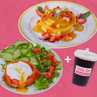 COMBO: Draniki with Salmon + Mango pancakes + Filter Coffee