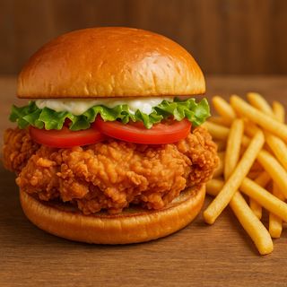 Fried Chicken Burger with Fries