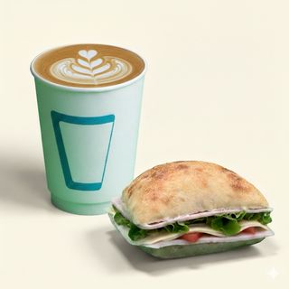 Cappuccino and Ham Sandwich