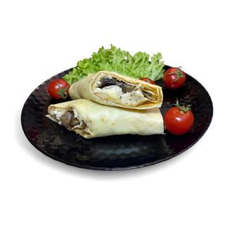 Pancake with chicken, mushrooms and cheese