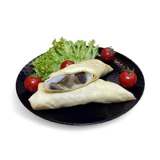 Pancake with cheese and mushrooms