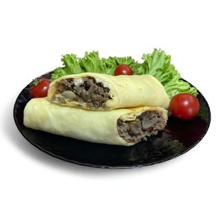 Beef with cheese and mushrooms