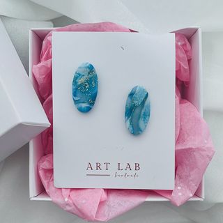 საყურე - ცისფერი ბუნებრივი ქვის ეფექტით