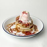 Banana pancakes with ice cream