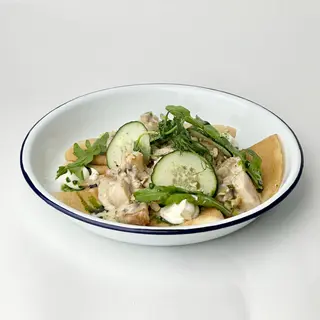 Crepes with chicken and mushrooms