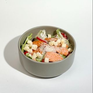 Caesar salad with salmon