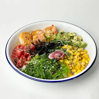 Shrimp bowl with sweet chili sauce