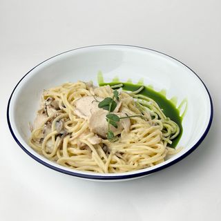 Pasta with chicken and mushrooms