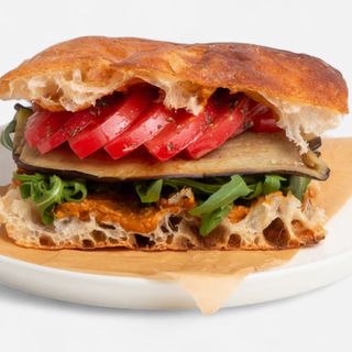 FOCACCIA: PUMPKIN HUMMUS, EGGPLANT (vegan)