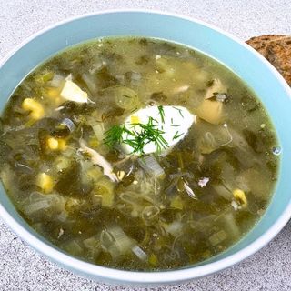 მწვანე ბორშტი მჟაუნასთან ერთად Зелёный борщ