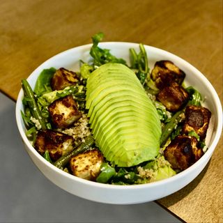 Green Quinoa Bowl with Marinated Tofu and Fresh Avocado
