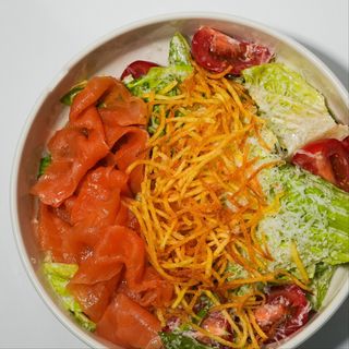 Cardini salad with salted salmon