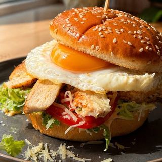 Caesar Burger with French fries
