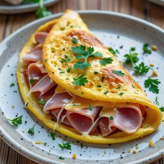 Omelette with cheese and ham